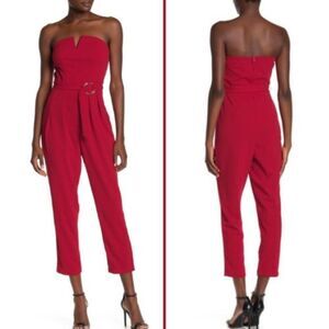 NWT MAX & ASH Strapless Cropped Red Jumpsuit | M